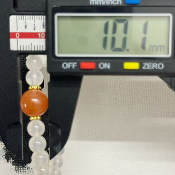 Natural Red Agate Bracelet Icy South Red Agate with Deep Red Center Bead - Picture 6 of 8